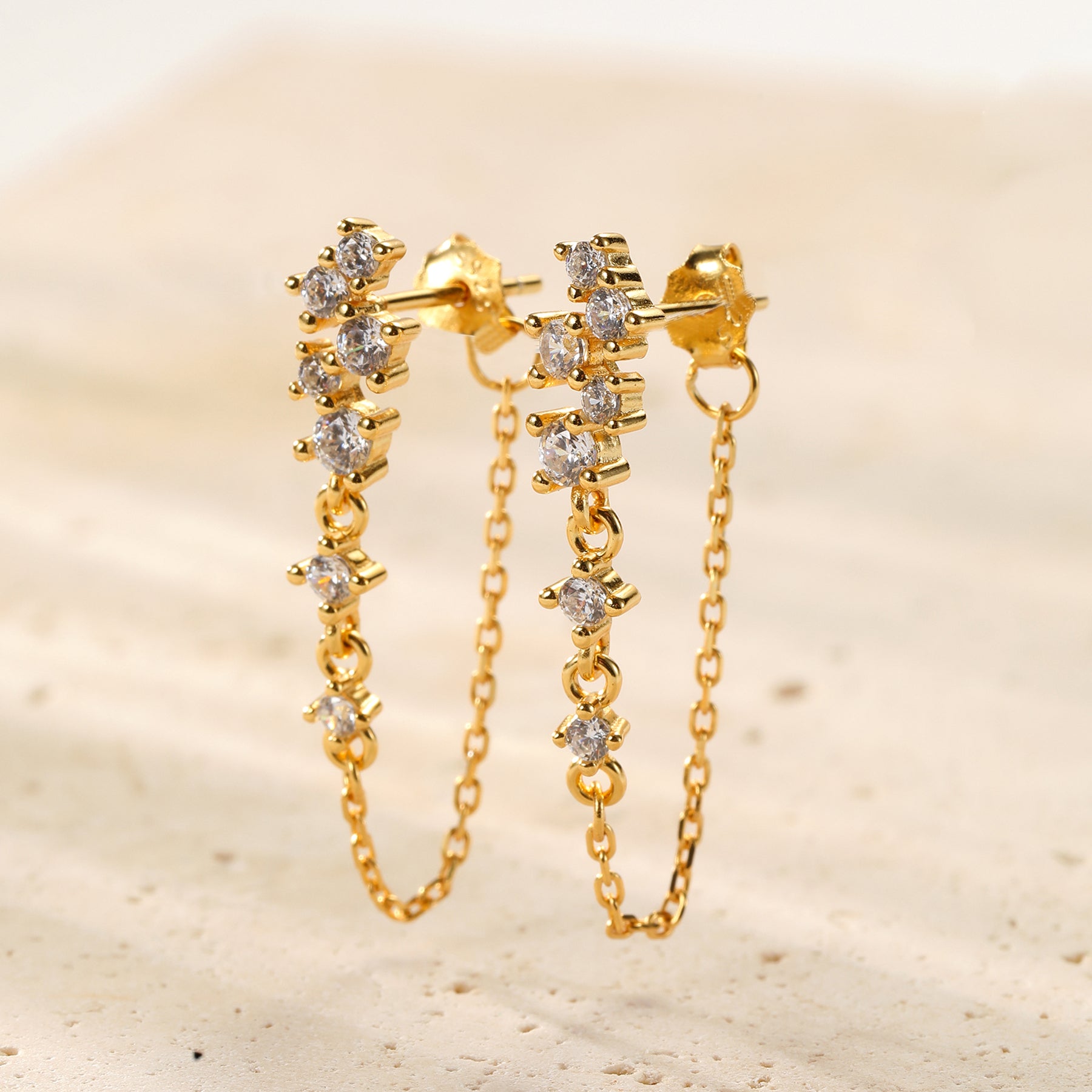 Boucles d’Oreilles Chaîne Rayonnante Blossom Argent Sterling