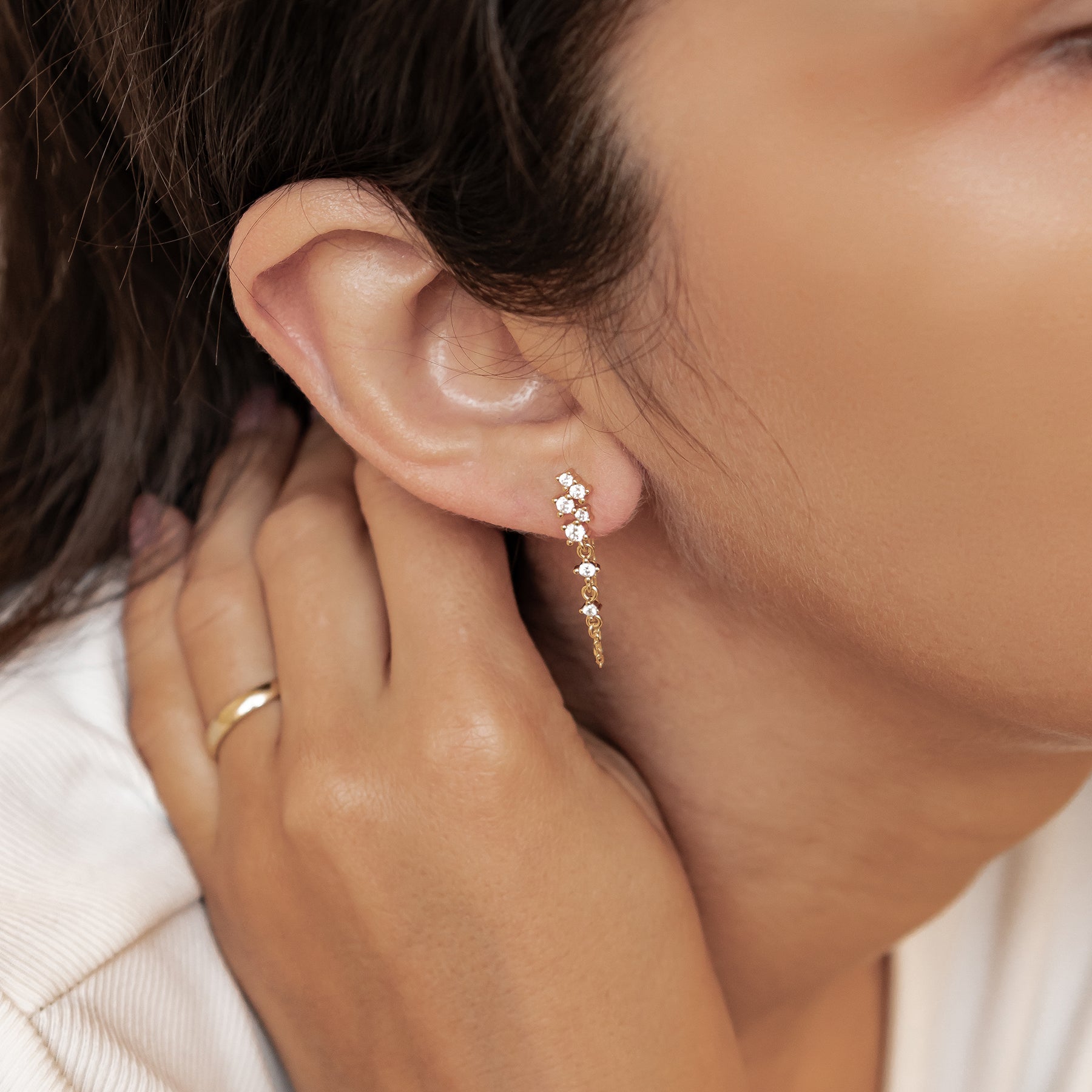 Boucles d’Oreilles Chaîne Rayonnante Blossom Argent Sterling