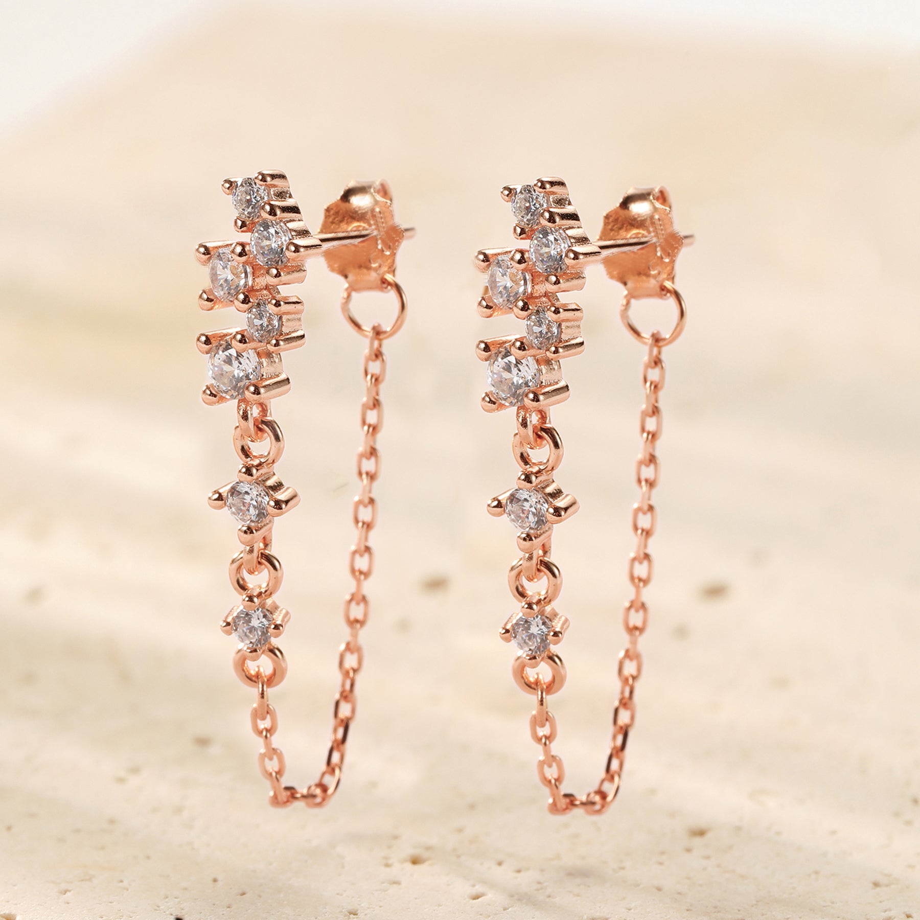 Boucles d’Oreilles Chaîne Rayonnante Blossom Argent Sterling