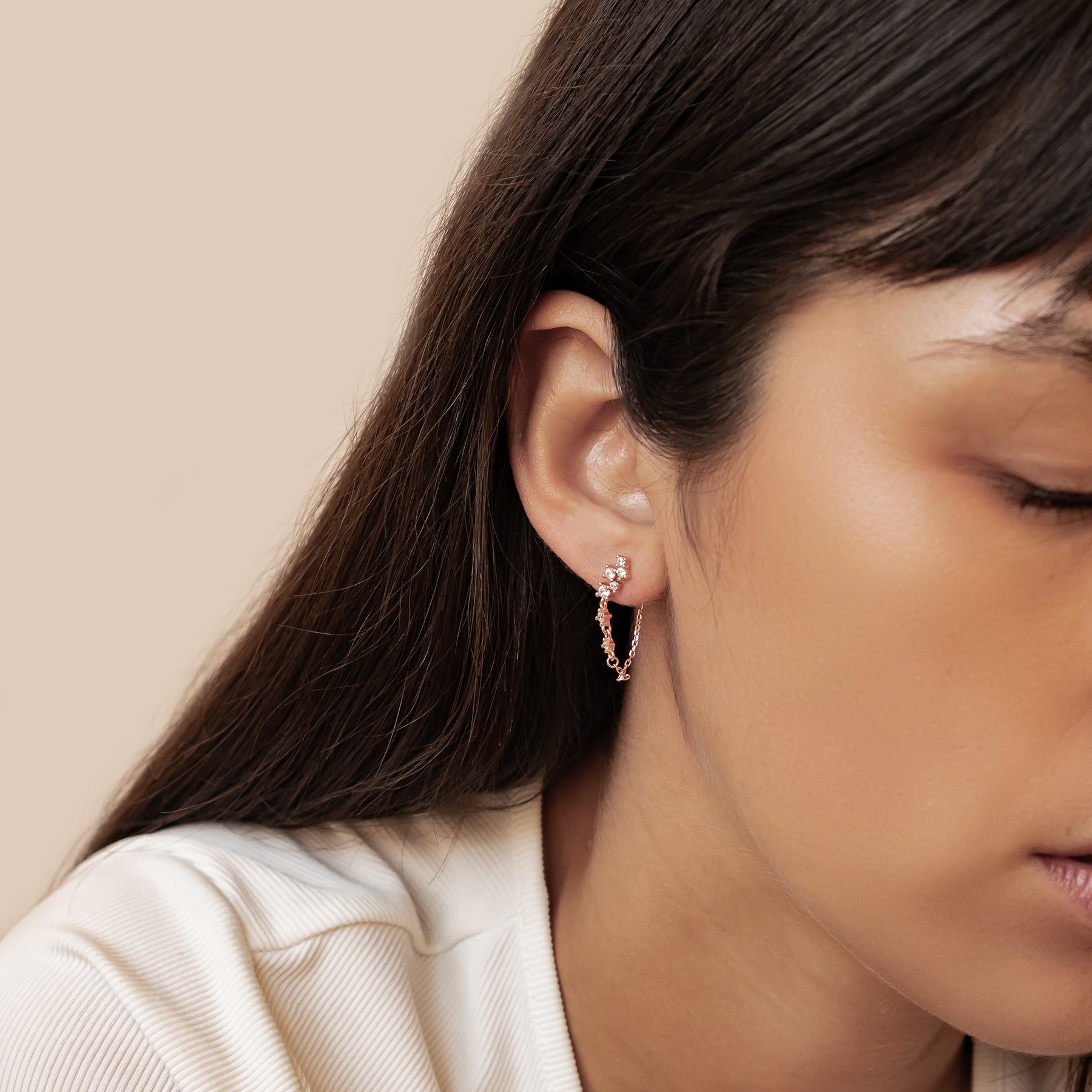 Boucles d’Oreilles Chaîne Rayonnante Blossom Argent Sterling