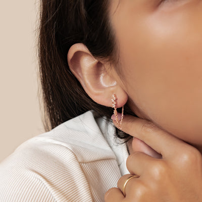 Strahlende Blüten-Ohrringe mit Ketten – Sterling Silber