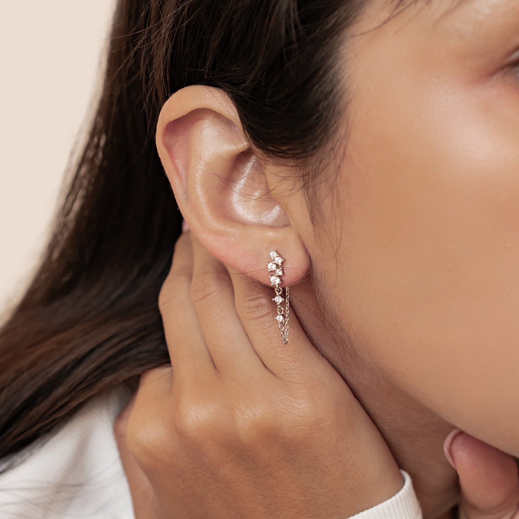 Boucles d’Oreilles Chaîne Rayonnante Blossom Argent Sterling