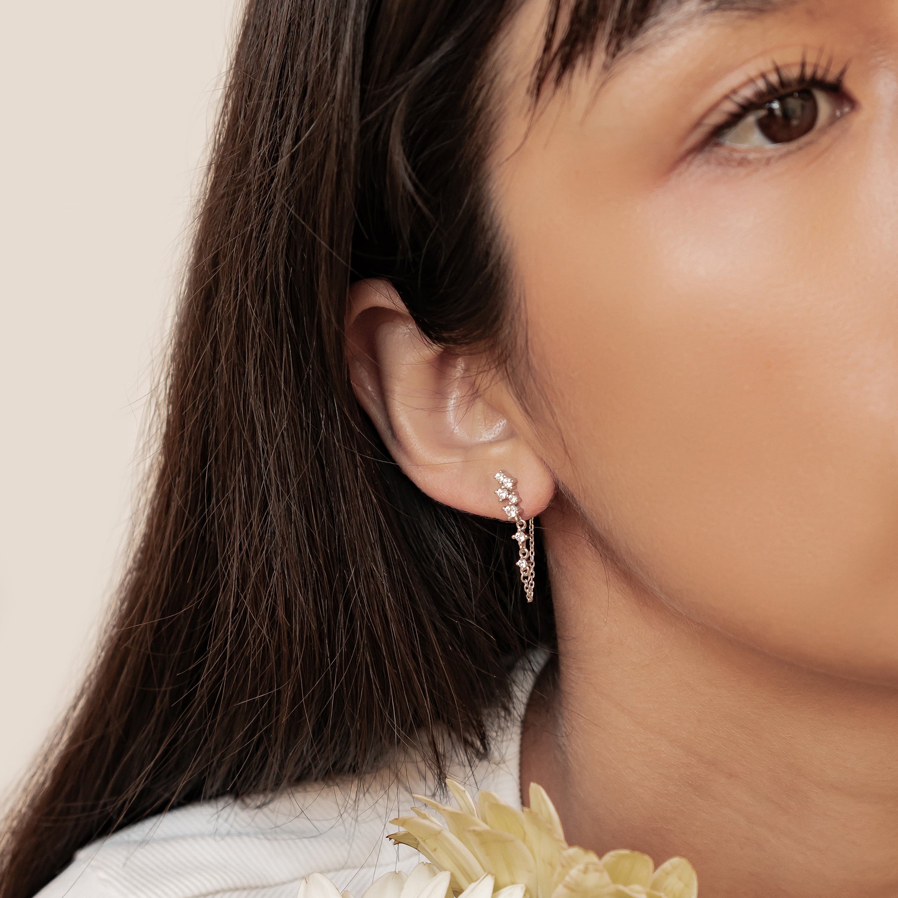 Boucles d’Oreilles Chaîne Rayonnante Blossom Argent Sterling