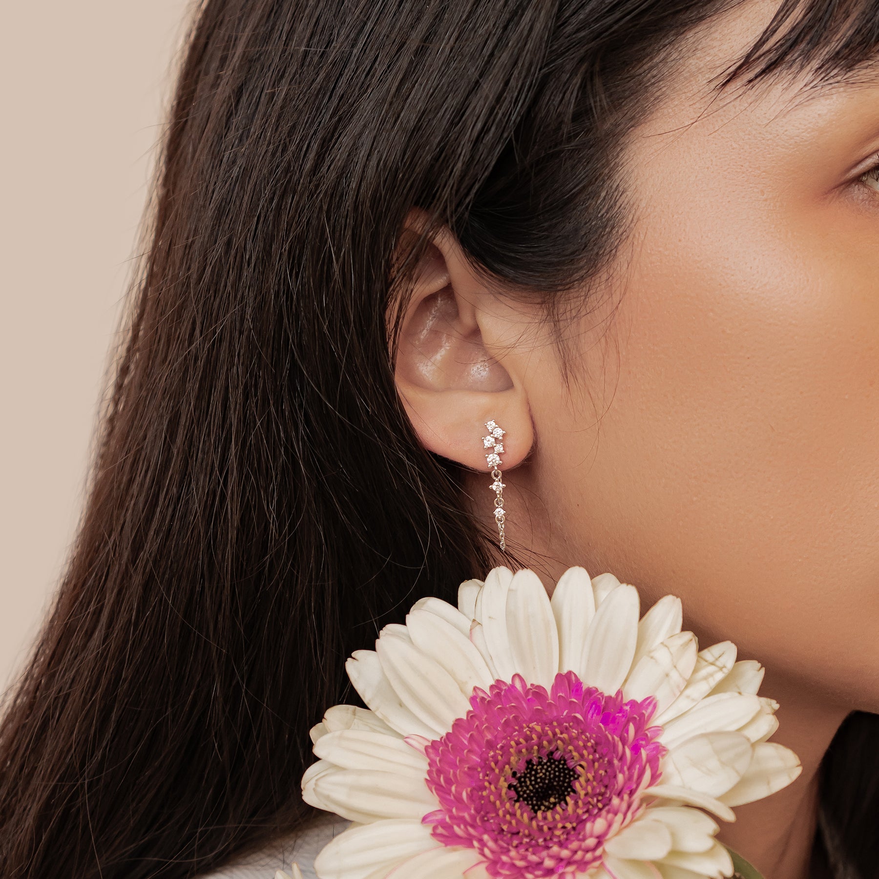 Boucles d’Oreilles Chaîne Rayonnante Blossom Argent Sterling