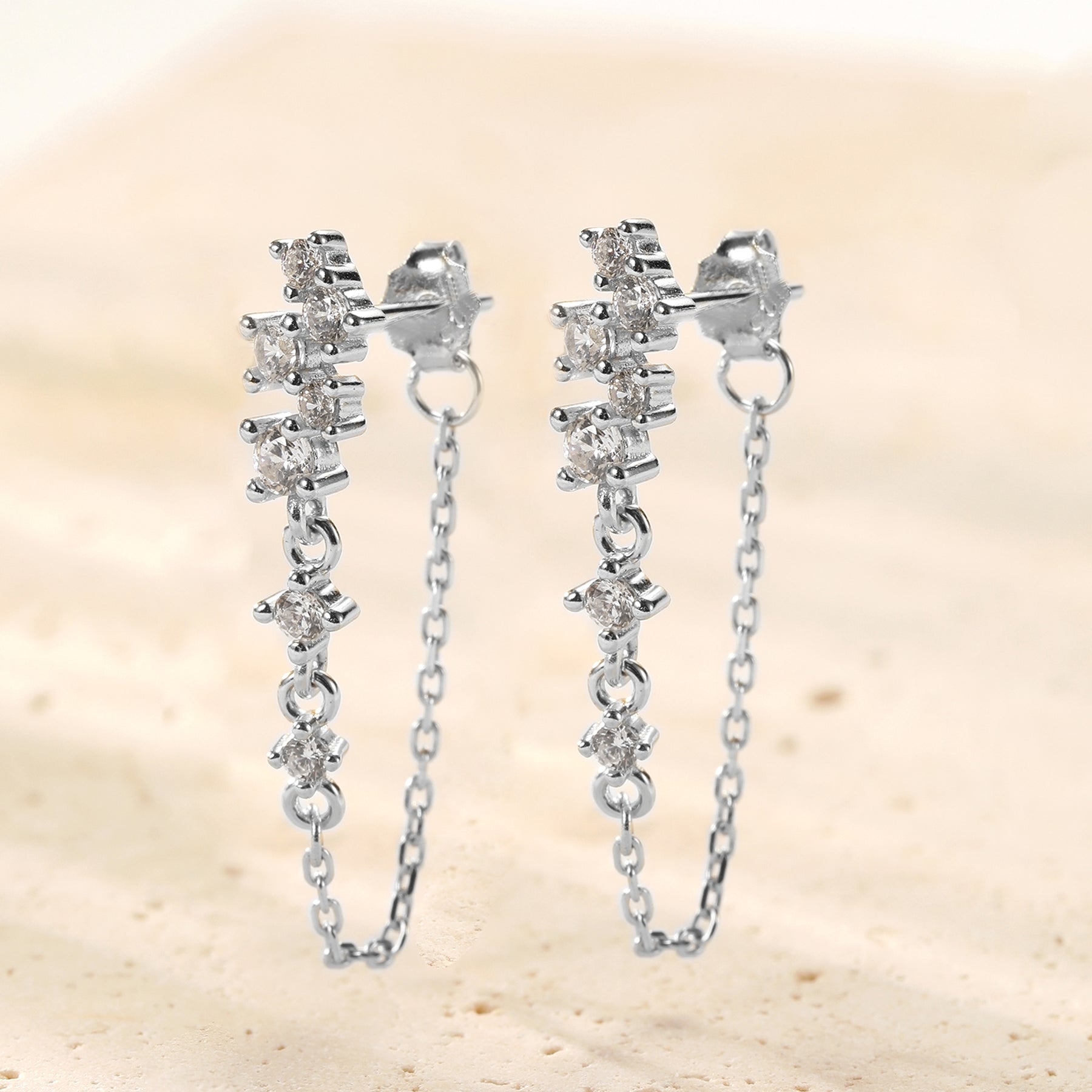 Boucles d’Oreilles Chaîne Rayonnante Blossom Argent Sterling