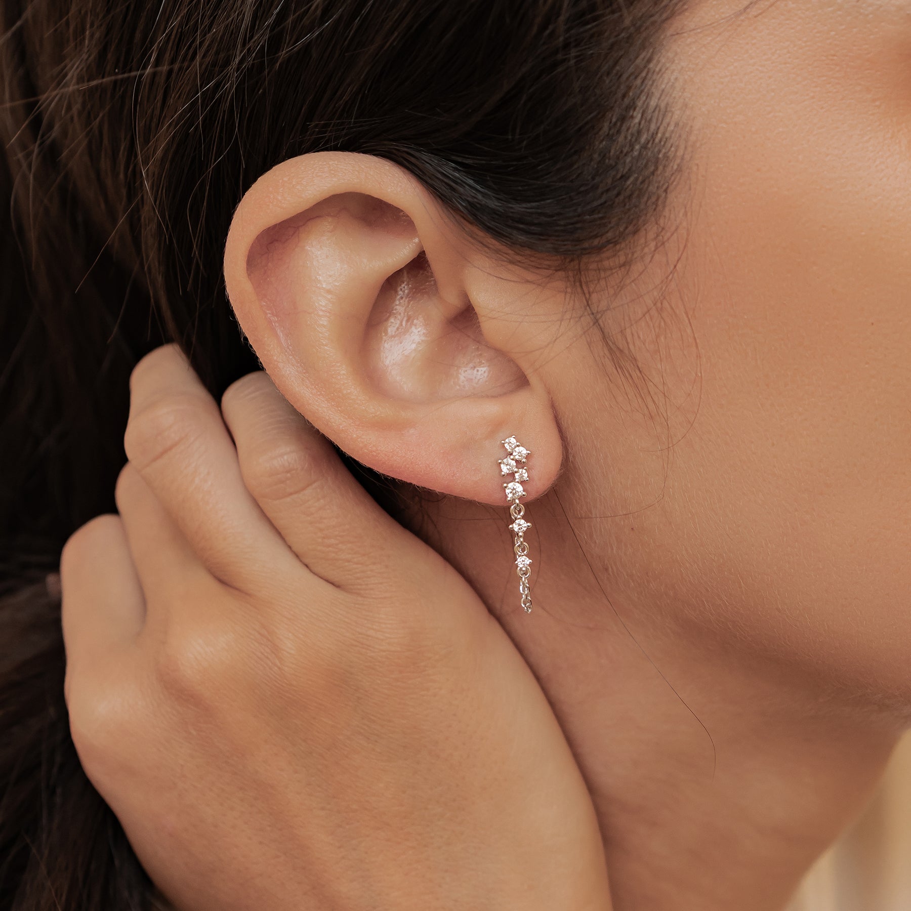 Boucles d’Oreilles Chaîne Rayonnante Blossom Argent Sterling