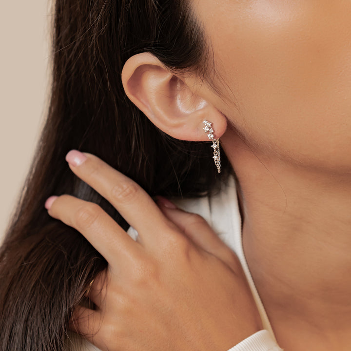 Radiant Blossom Chain Earrings Sterling Silver