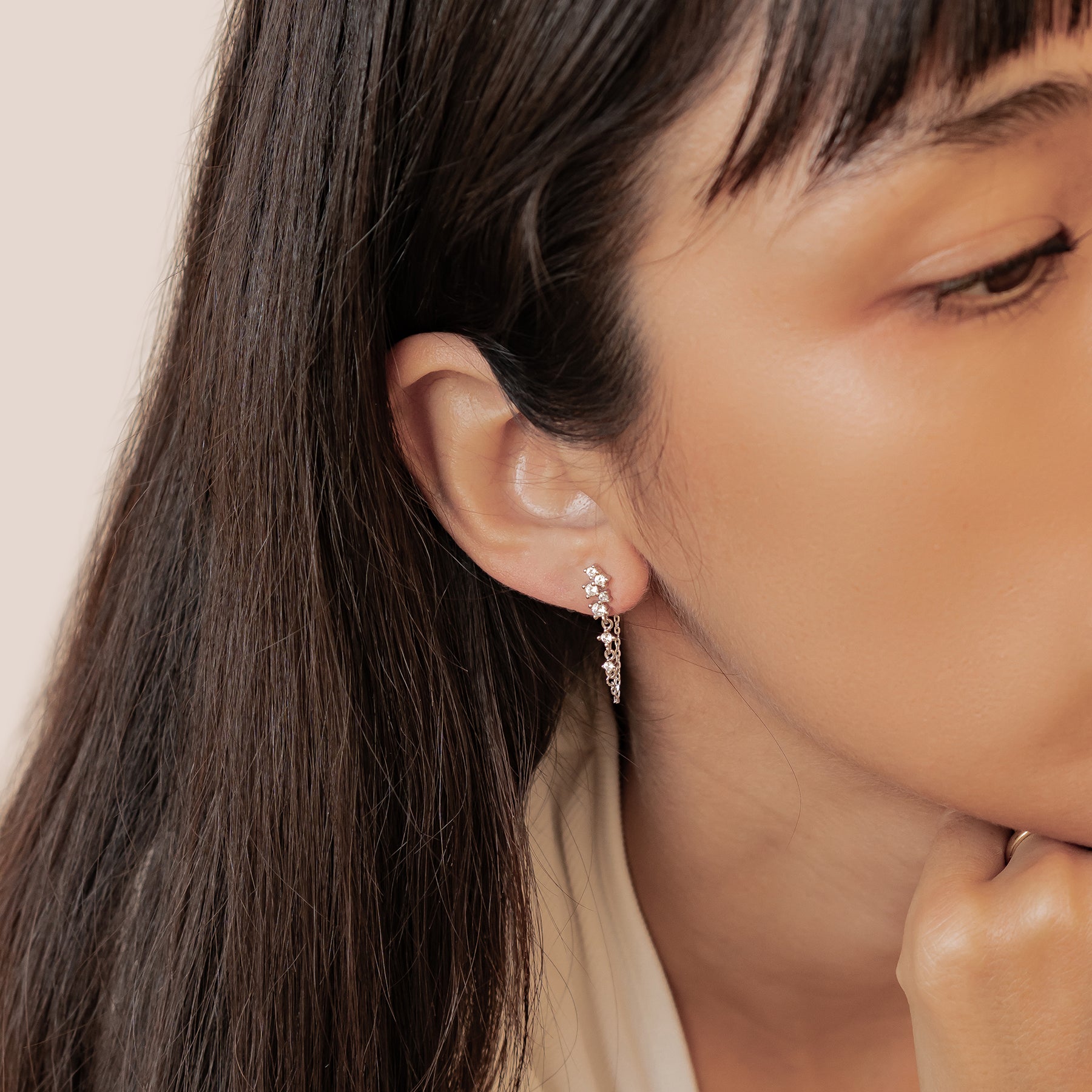 Boucles d’Oreilles Chaîne Rayonnante Blossom Argent Sterling