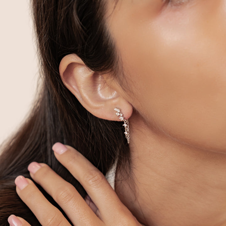 Radiant Blossom Chain Earrings Sterling Silver