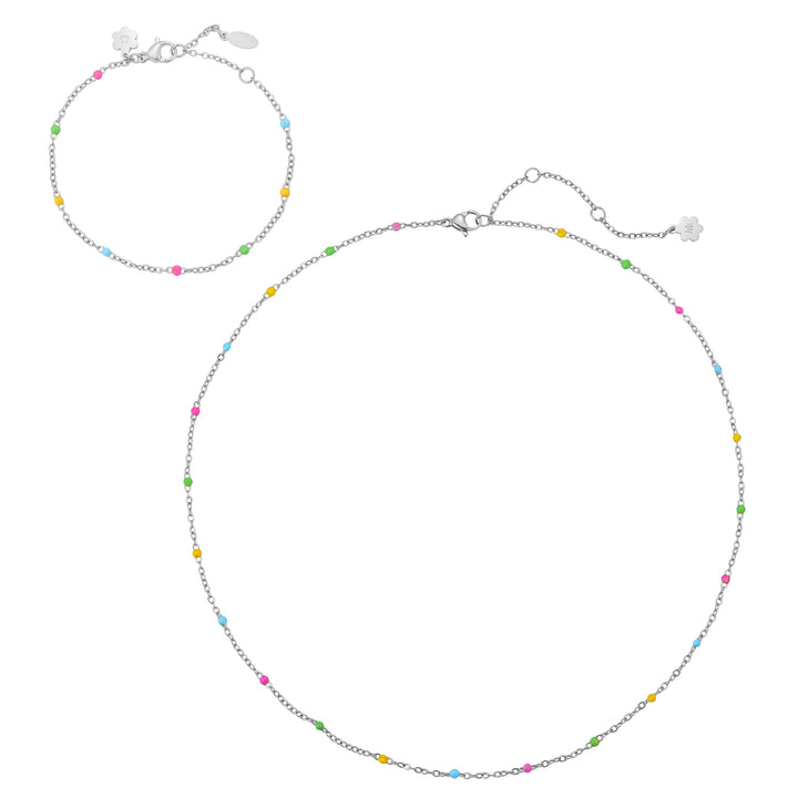 Regenbogen Perlen Schmuckset – wasserfest