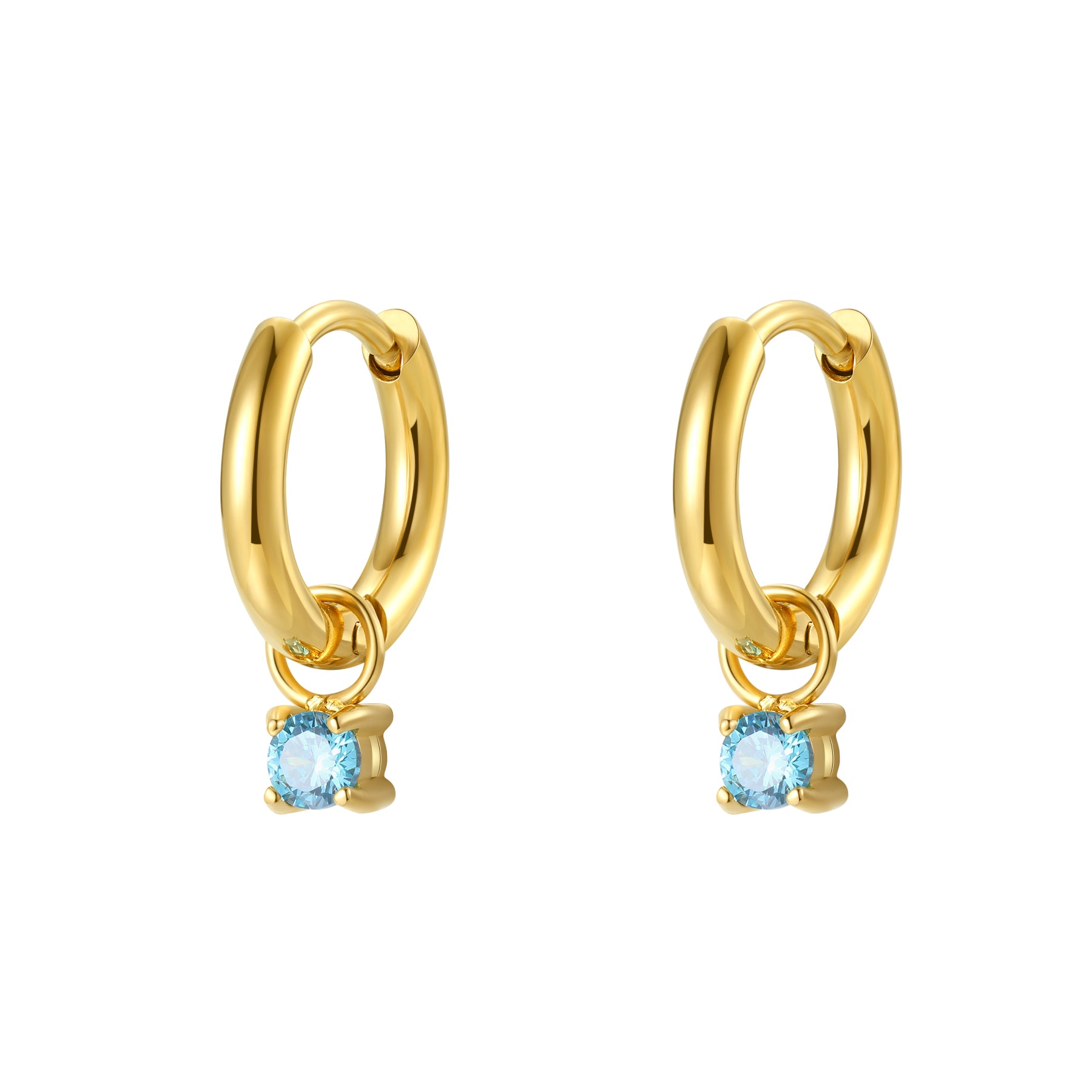 Rainbow Gemstone Hoop Earrings Stainless Steel