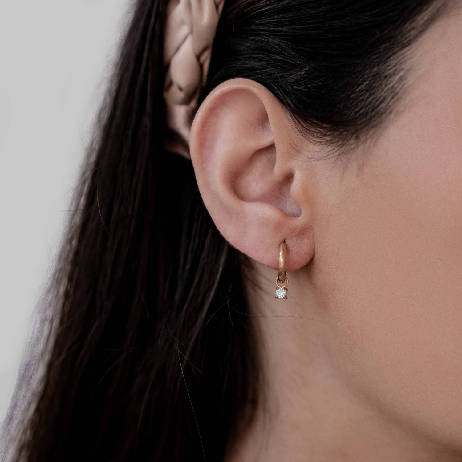 Rainbow Gemstone Hoop Earrings Stainless Steel