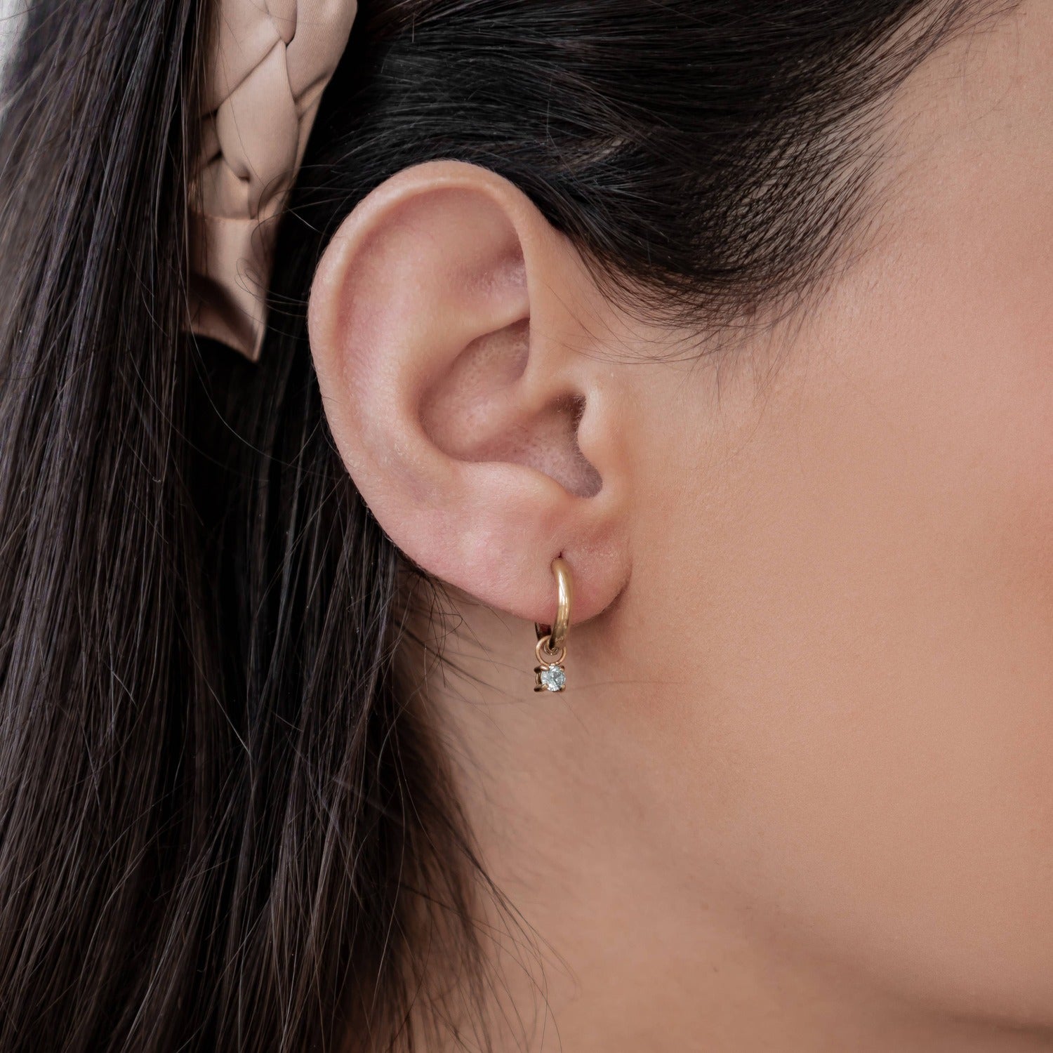 Rainbow Gemstone Hoop Earrings Stainless Steel