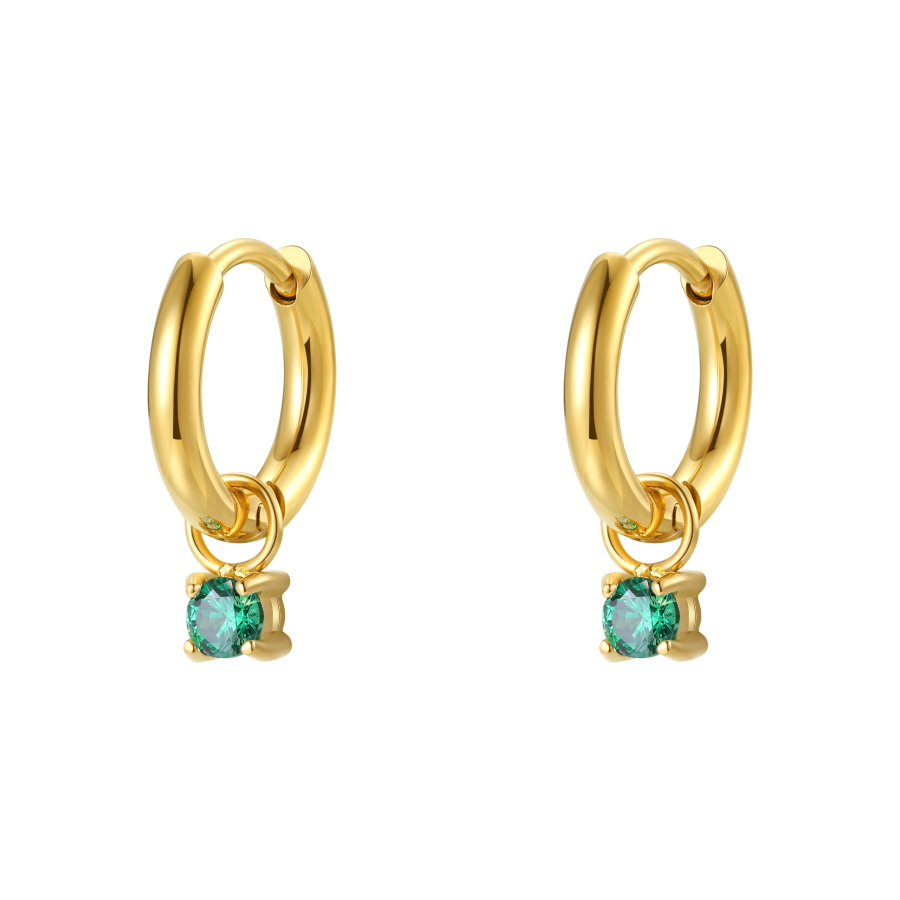 Rainbow Gemstone Hoop Earrings Stainless Steel