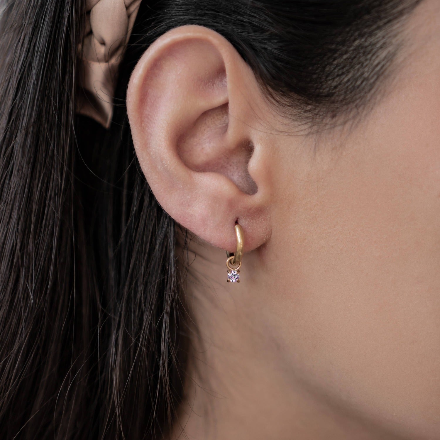 Rainbow Gemstone Hoop Earrings Stainless Steel