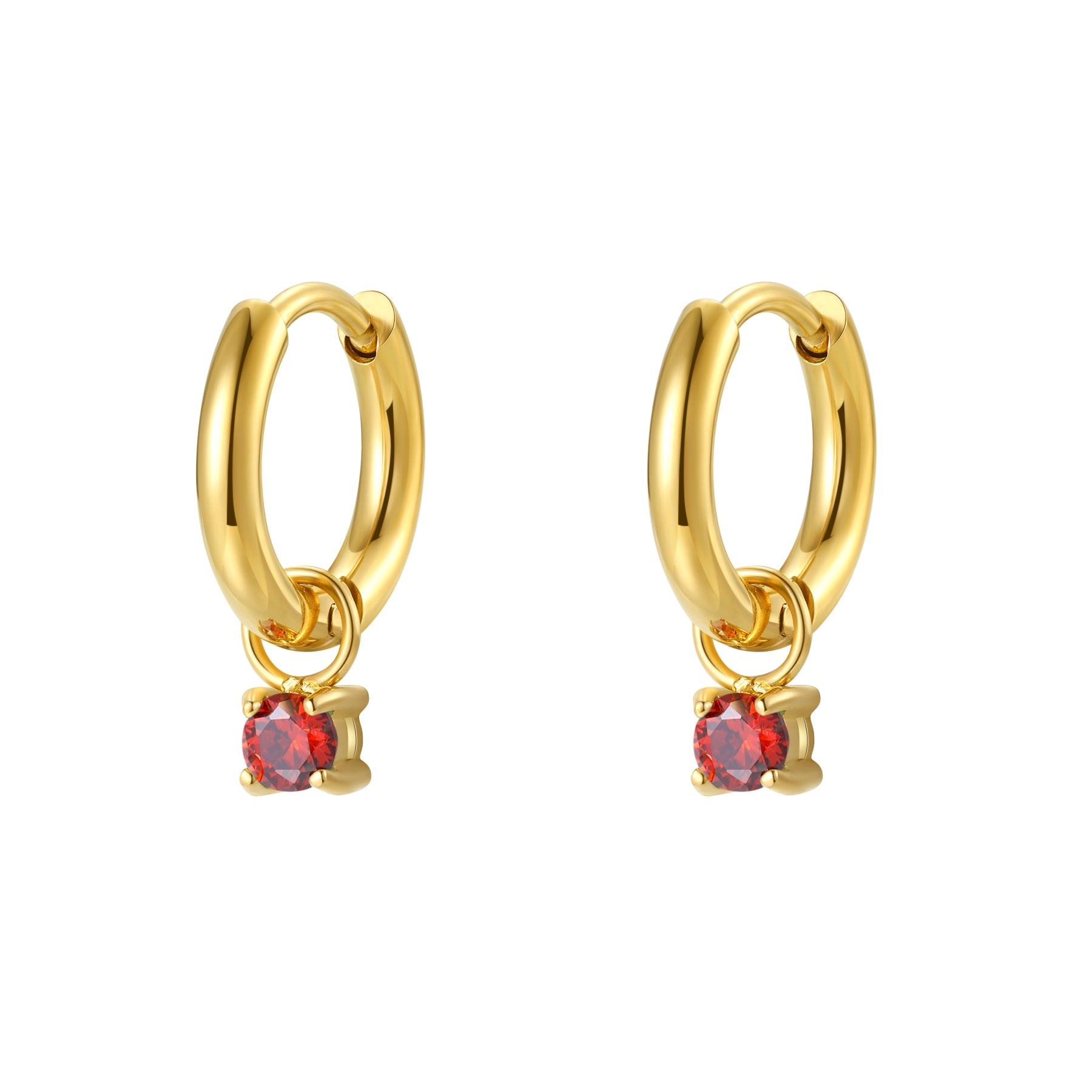 Rainbow Gemstone Hoop Earrings Stainless Steel