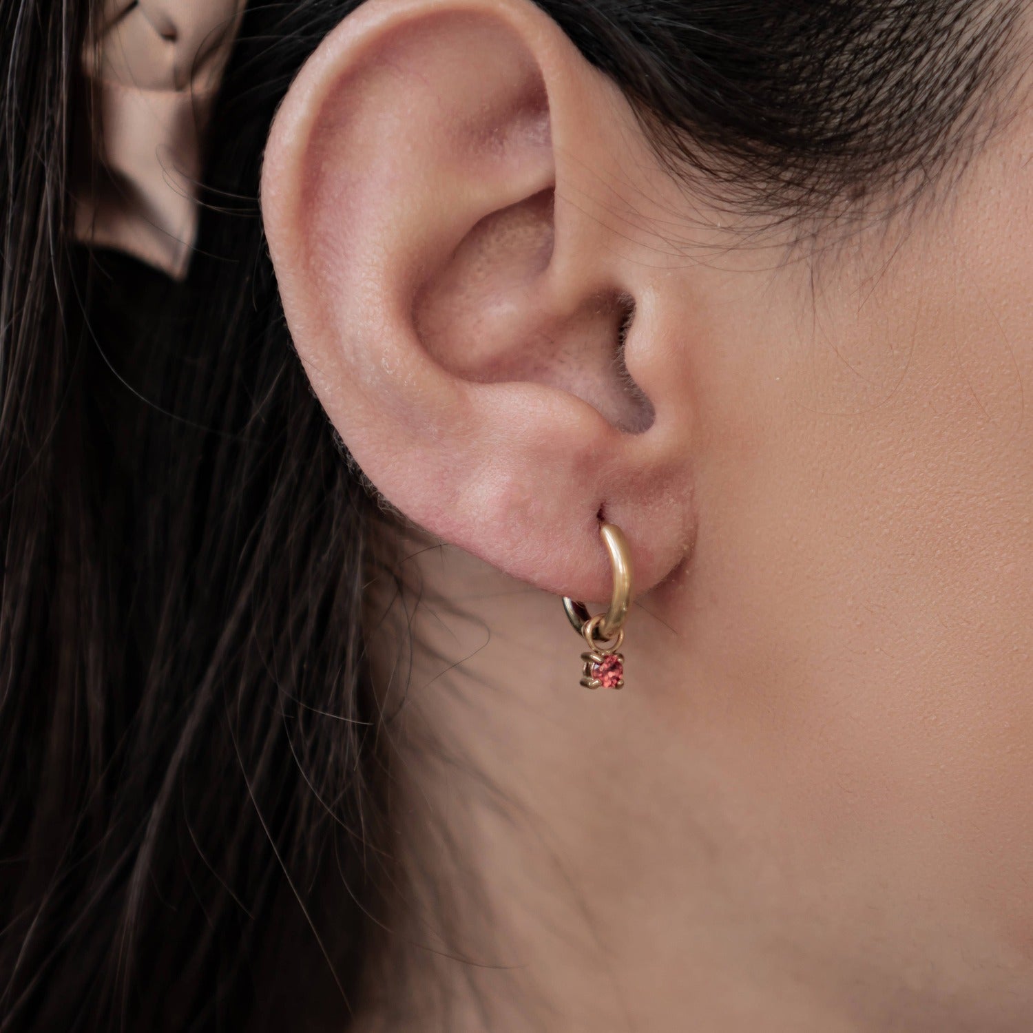 Rainbow Gemstone Hoop Earrings Stainless Steel