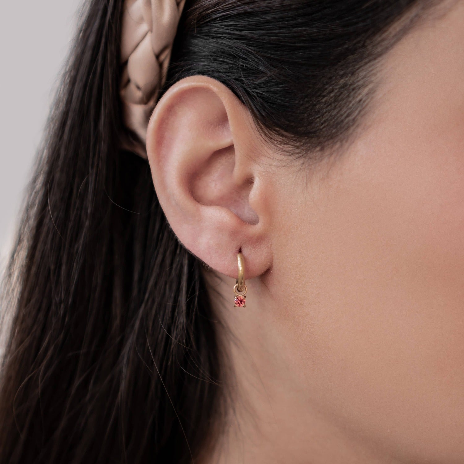 Rainbow Gemstone Hoop Earrings Stainless Steel