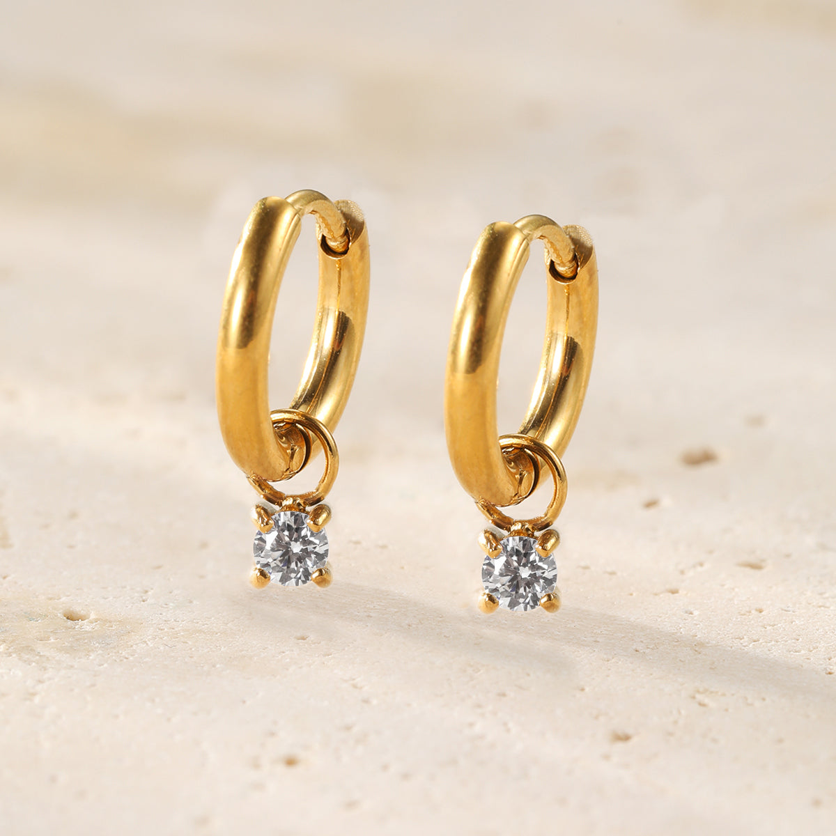 Rainbow Gemstone Hoop Earrings Stainless Steel