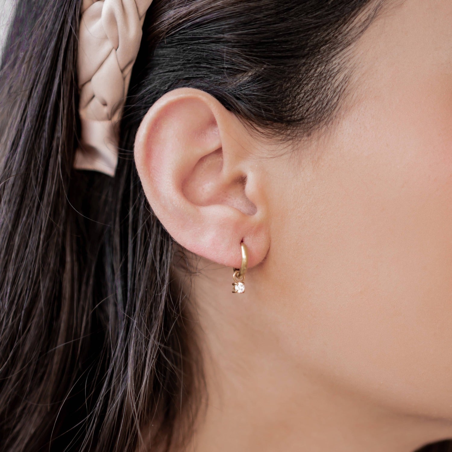 Rainbow Gemstone Hoop Earrings Stainless Steel