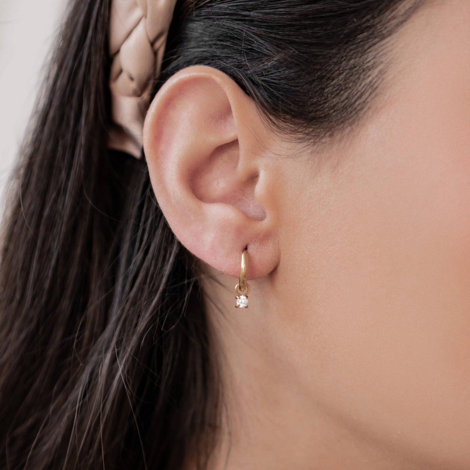 Rainbow Gemstone Hoop Earrings Stainless Steel