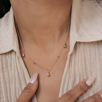 Raindrop & Sparkle Chain Necklace Waterproof