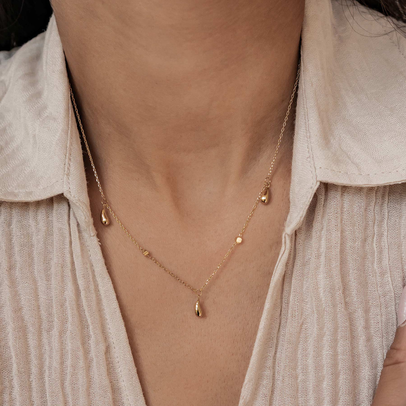 Raindrop & Sparkle Chain Necklace Waterproof