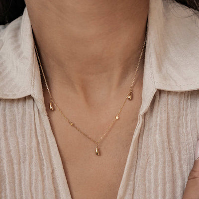 Raindrop & Sparkle Chain Necklace Waterproof