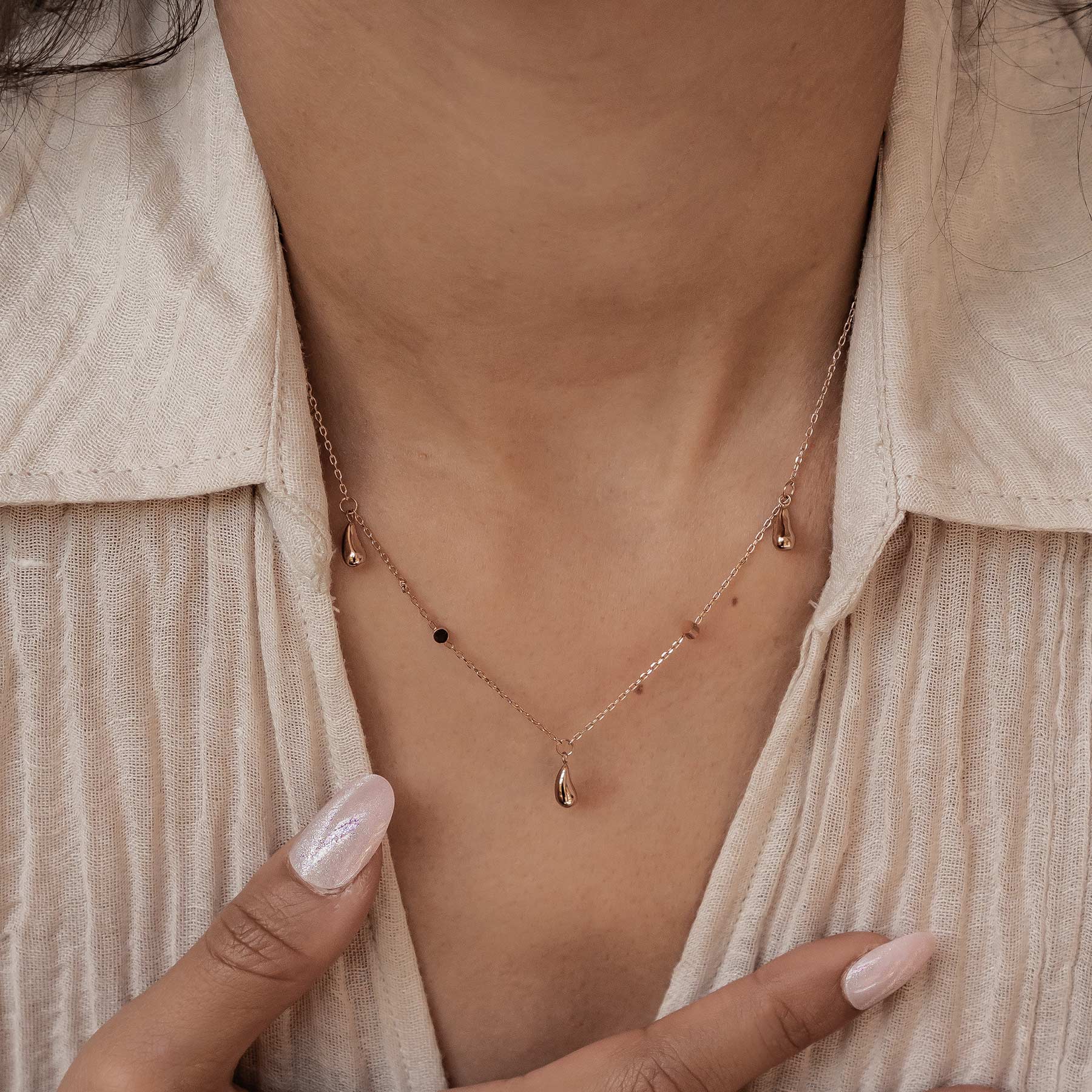 Collier Multi Rangs Gouttes de Pluie et Éclats Waterproof