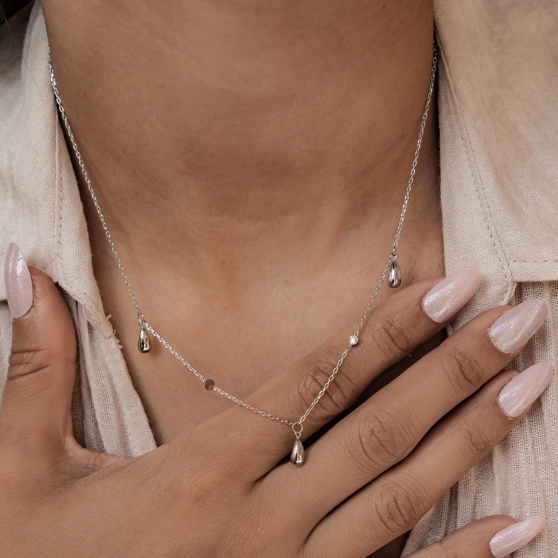 Collier Multi Rangs Gouttes de Pluie et Éclats Waterproof