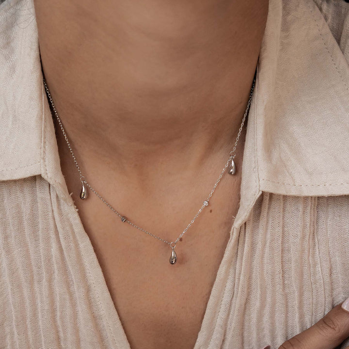 Collar Cadena de Gotas de Lluvia y Brillos Waterproof