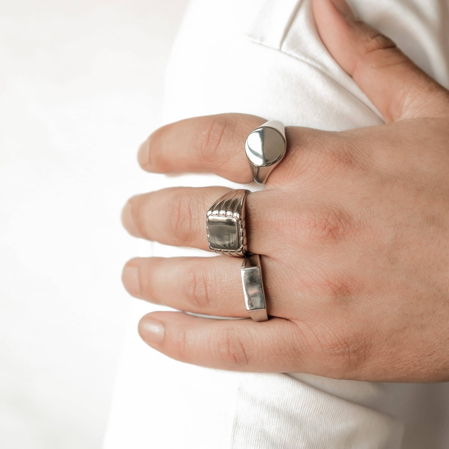 Bague Signet Rectangulaire Homme Acier Inoxydable