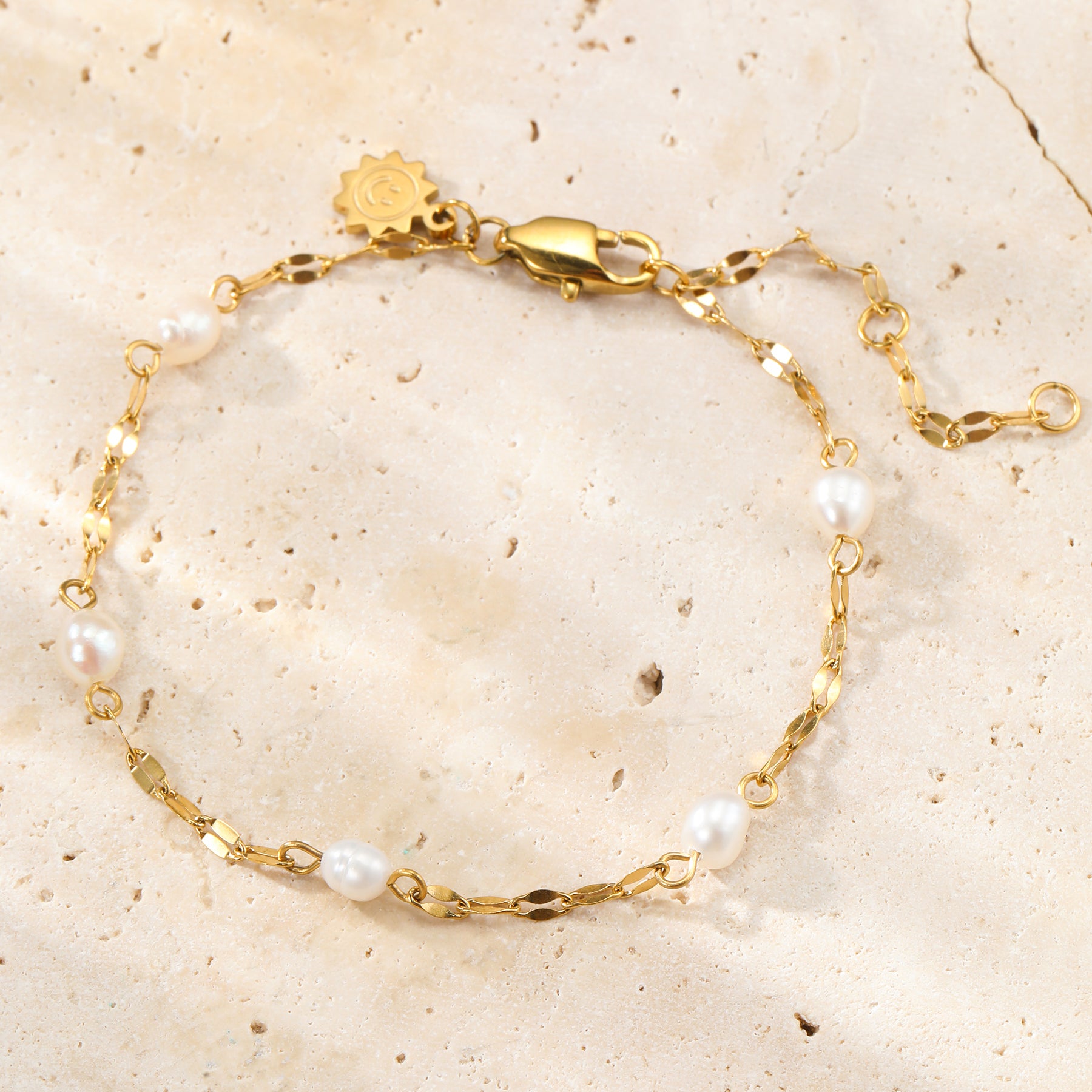 Rolo-Ketten Perlenarmband wasserfest