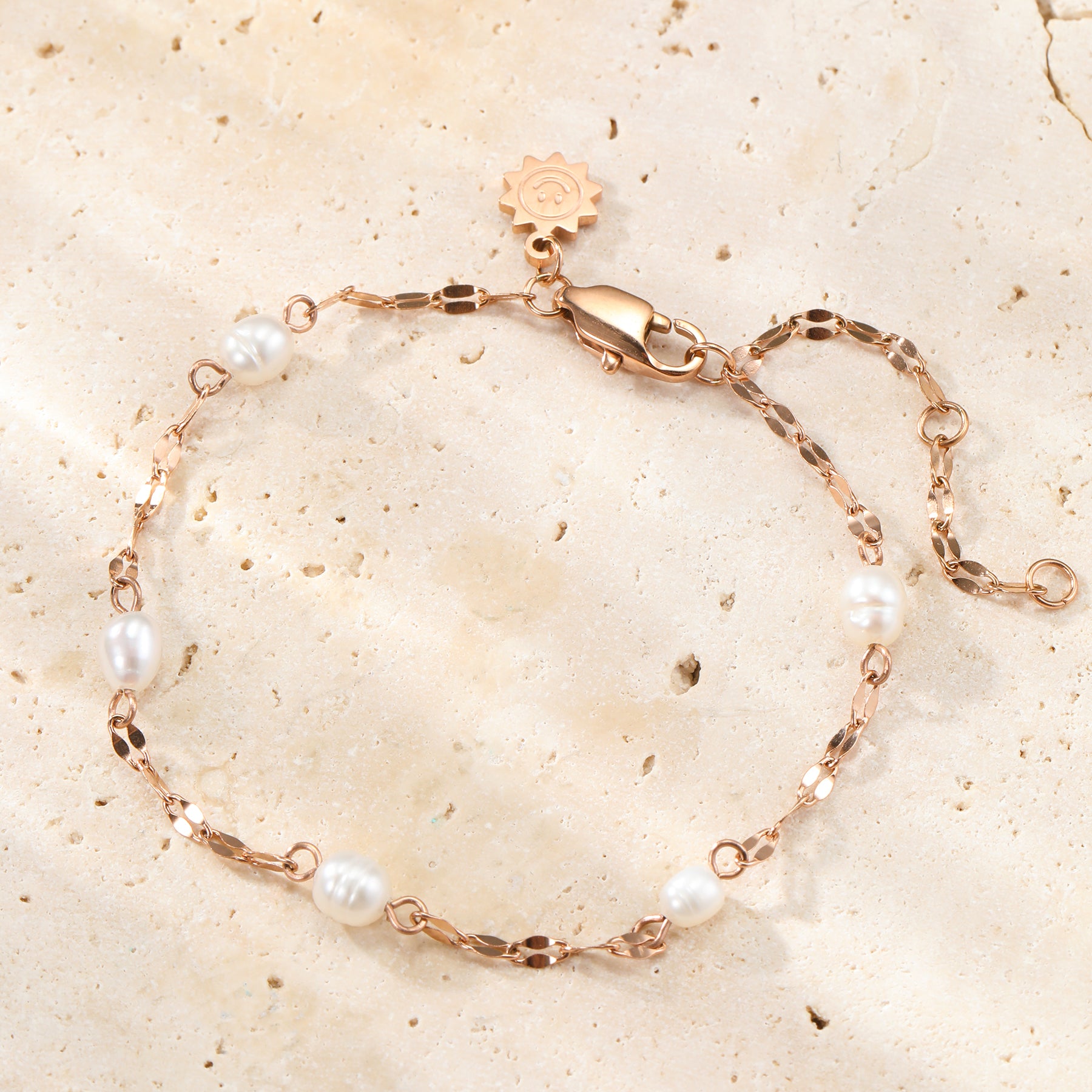 Rolo-Ketten Perlenarmband wasserfest
