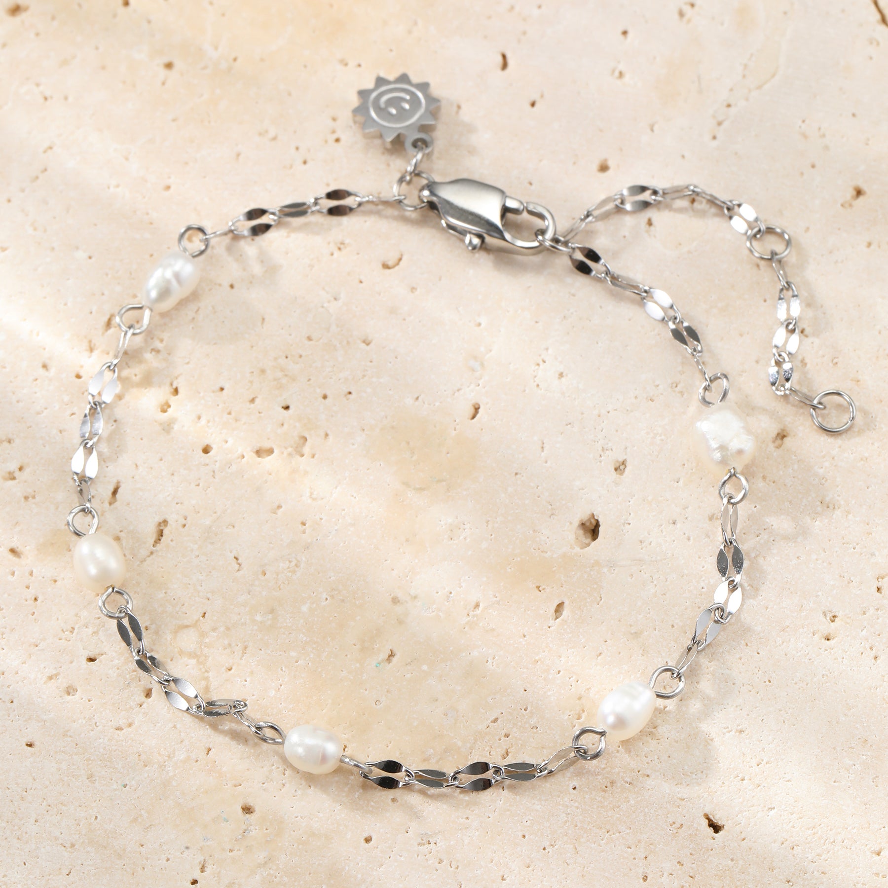 Rolo-Ketten Perlenarmband wasserfest