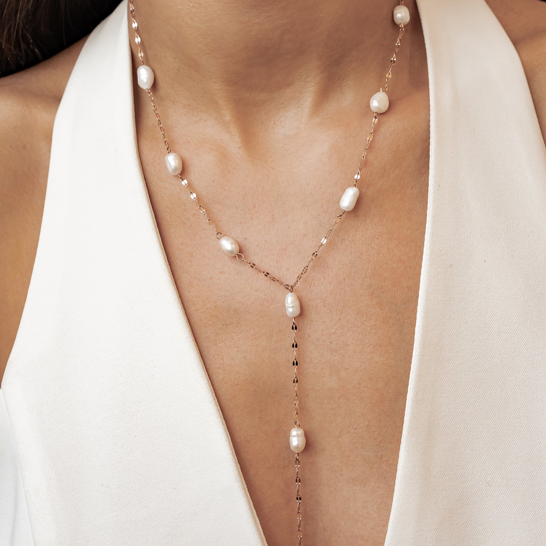 Collier Y Rolo avec Perle – Waterproof