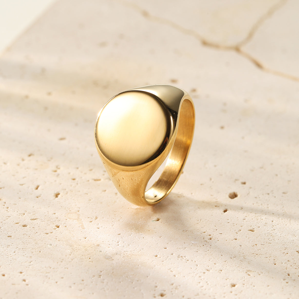 Round Signet Ring Men Stainless Steel