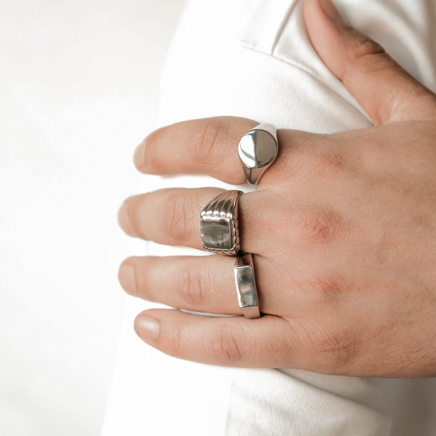 Bague Signet Carrée Gravée Homme Acier Inoxydable