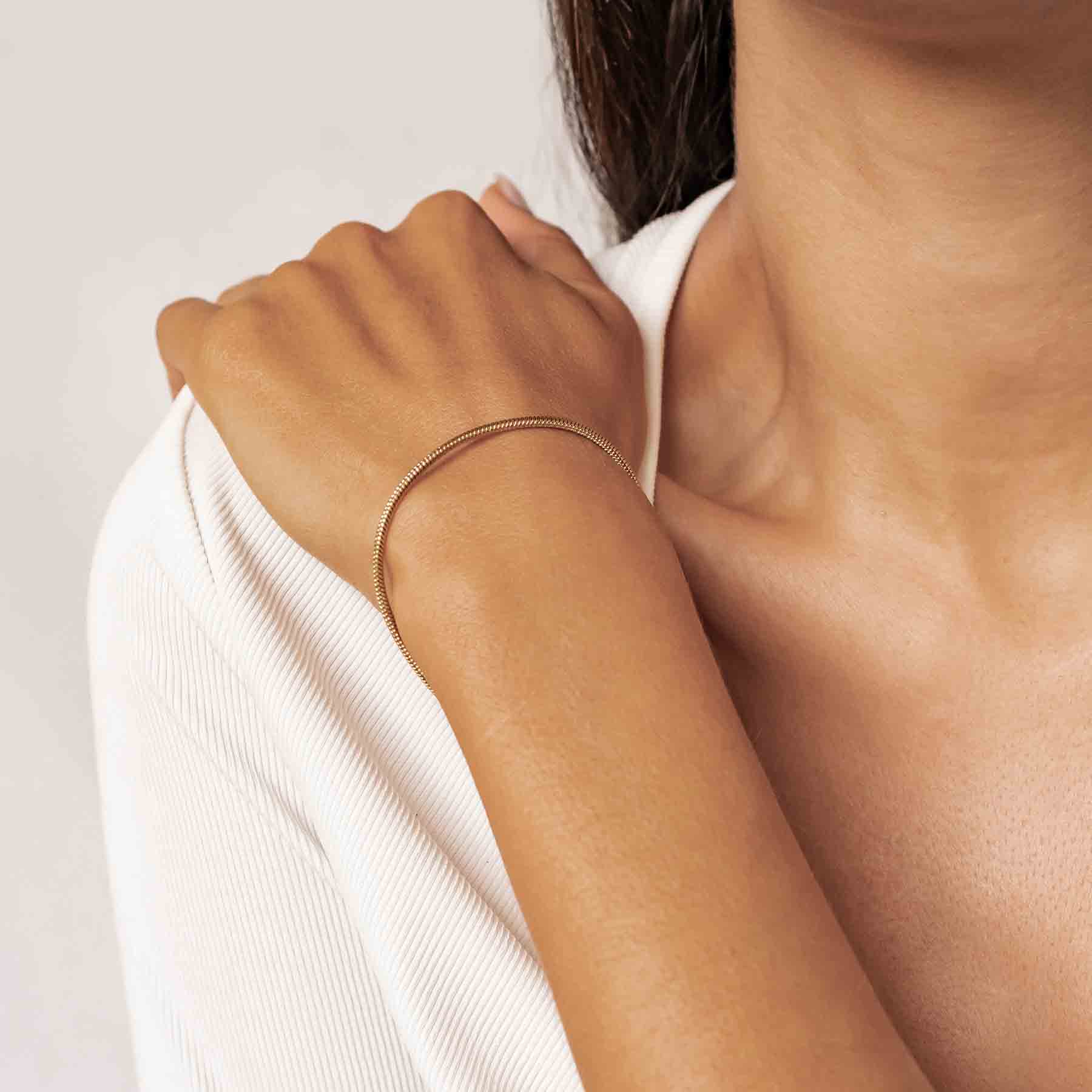 Bracelet Chaîne Serpent Ronde en Or