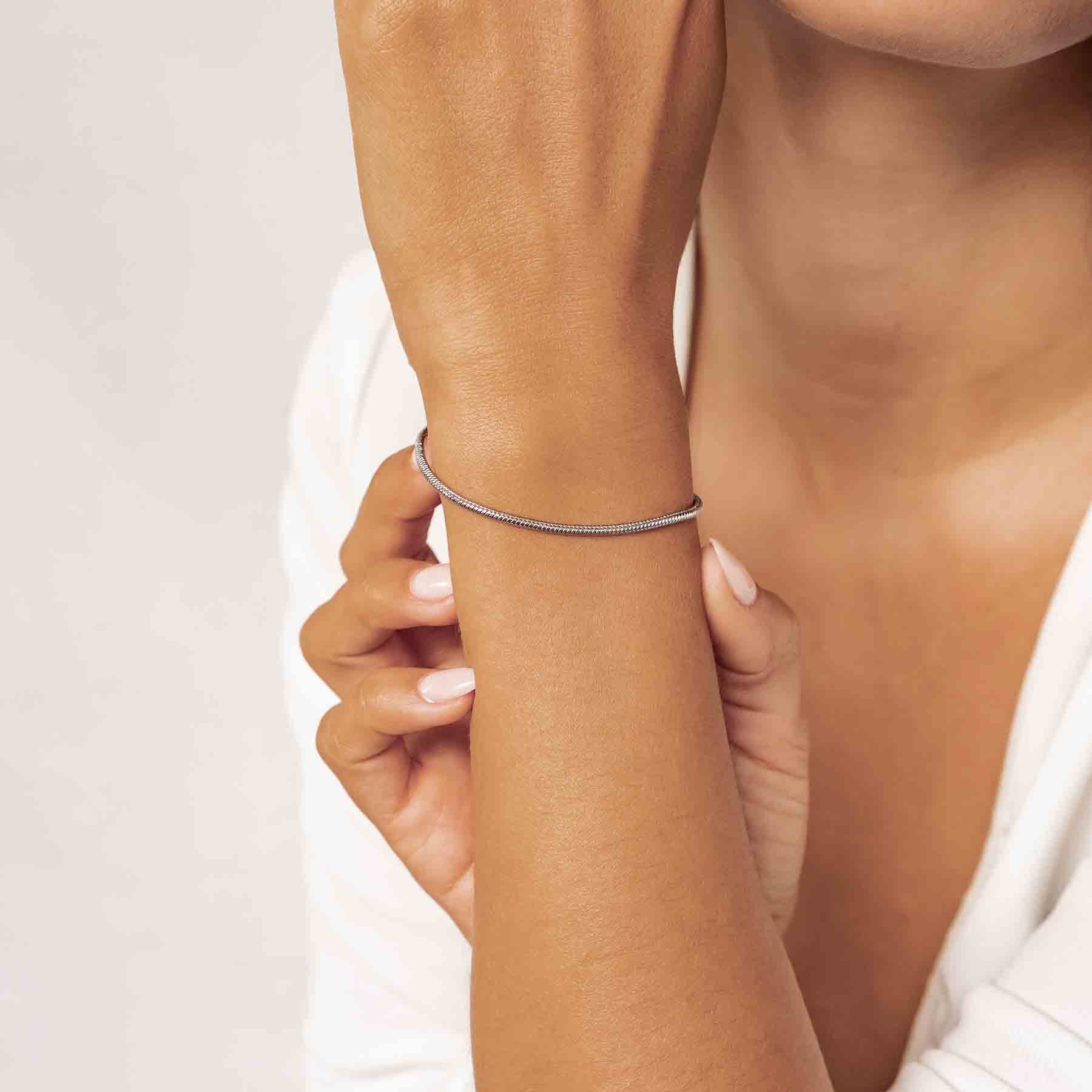 Bracelet Chaîne Serpent Ronde en Argent