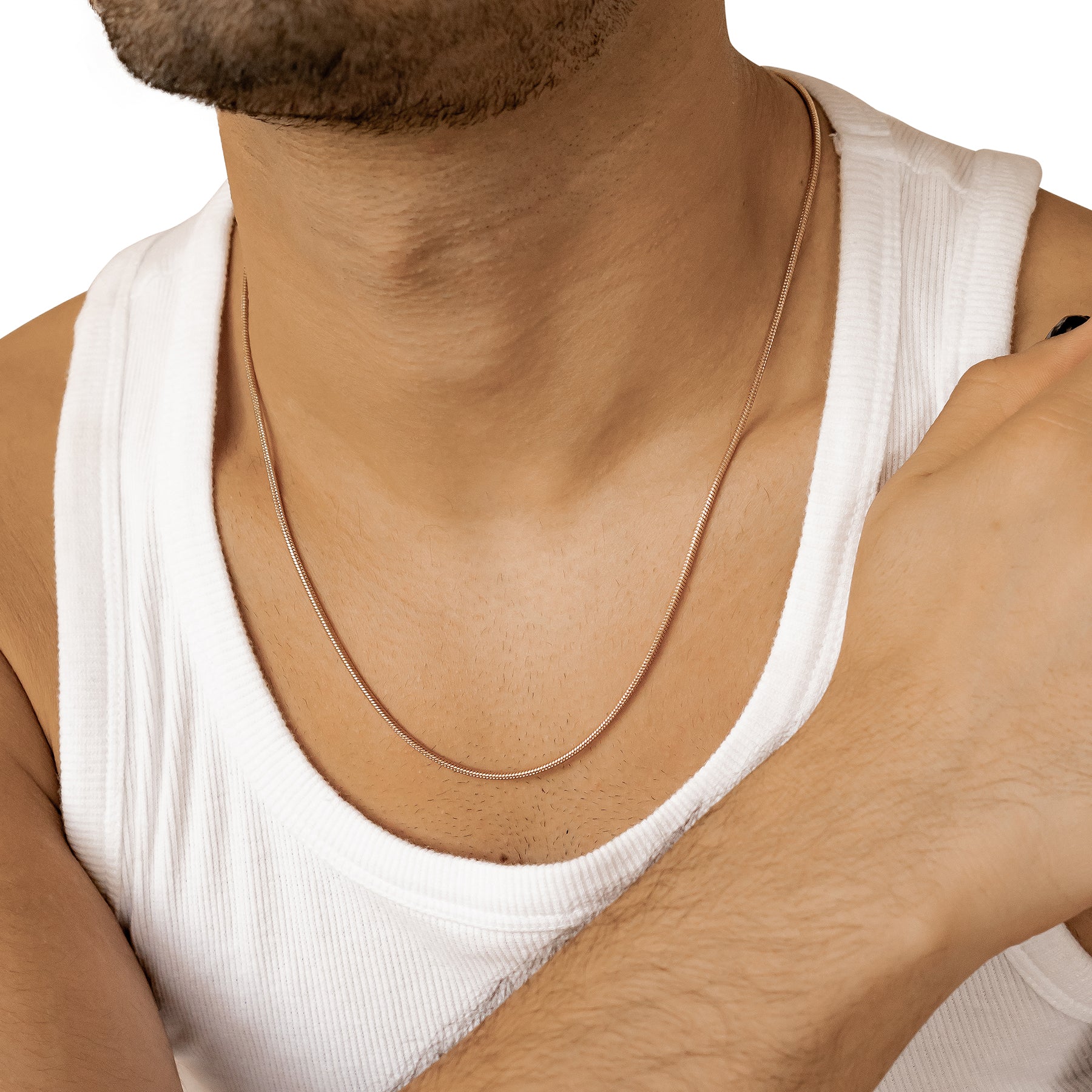 Round Snake Chain Necklace Rose Gold