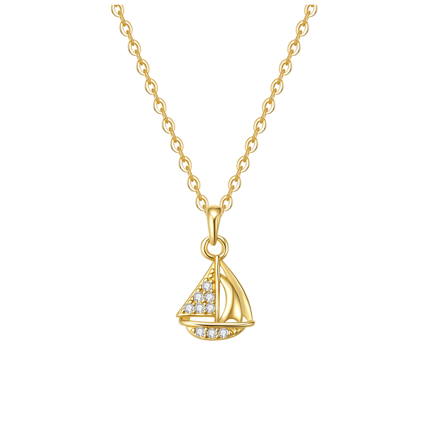 Collier Pendentif Voilier Étincelant en Argent Sterling