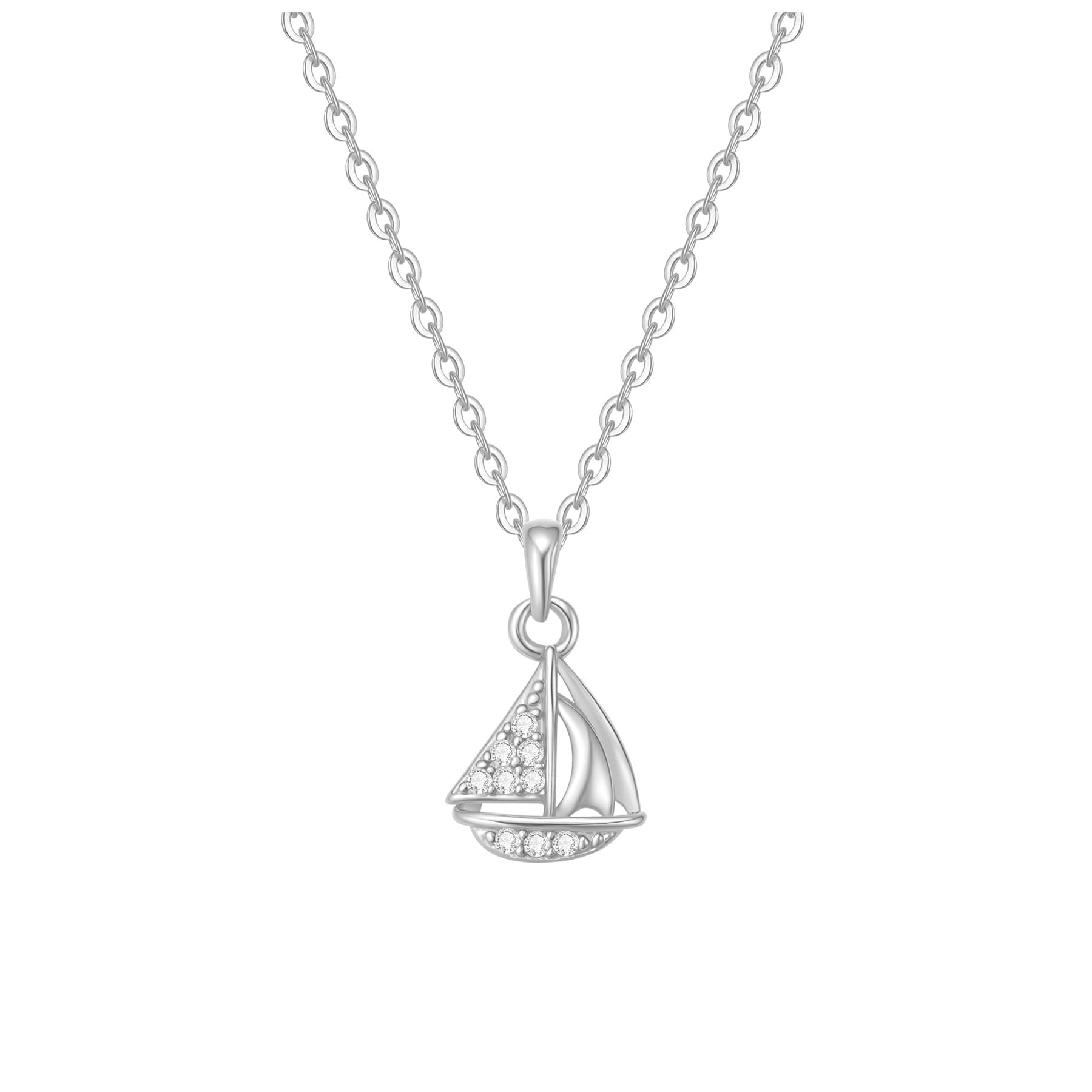 Collier Pendentif Voilier Étincelant en Argent Sterling