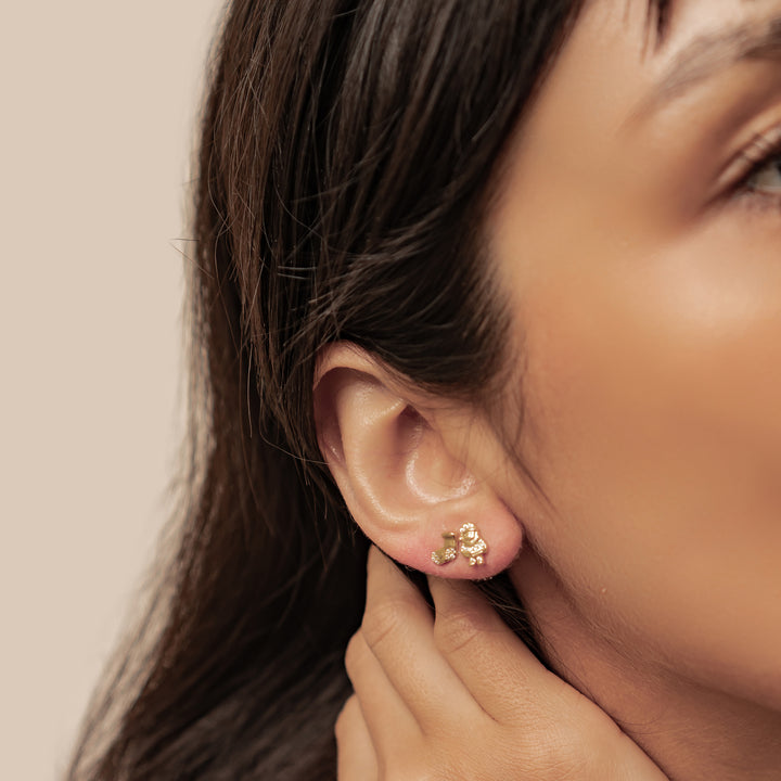 Pendientes Botón Santa y Calcetín Navidad Plata de Ley 925