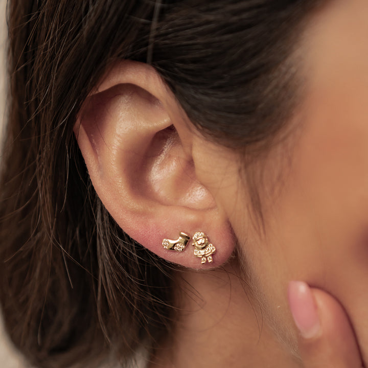 Pendientes Botón Santa y Calcetín Navidad Plata de Ley 925