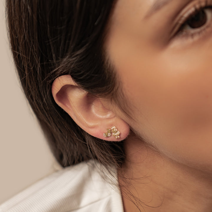 Pendientes Botón Santa y Calcetín Navidad Plata de Ley 925