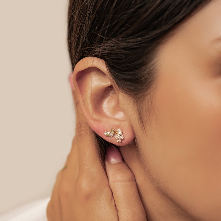 Pendientes Botón Santa y Calcetín Navidad Plata de Ley 925