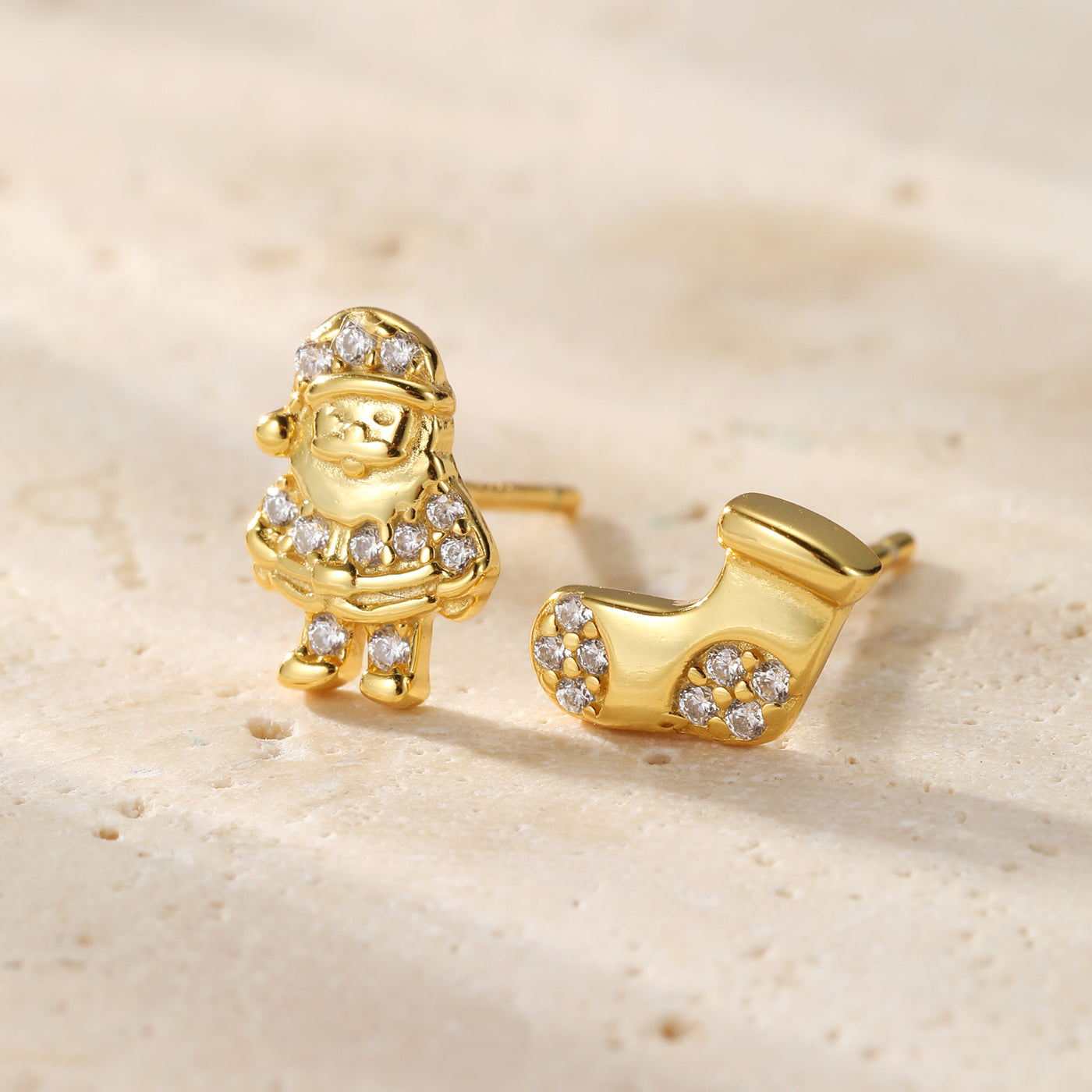 Santa und Weihnachtsstrumpf Ohrstecker Sterling Silber