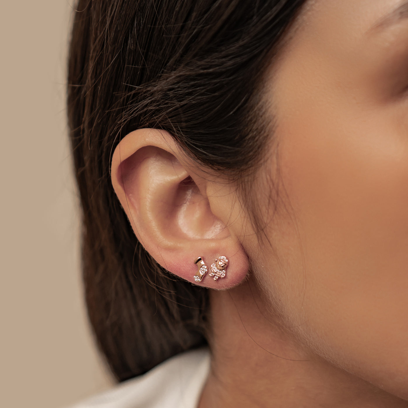 Santa und Weihnachtsstrumpf Ohrstecker Sterling Silber