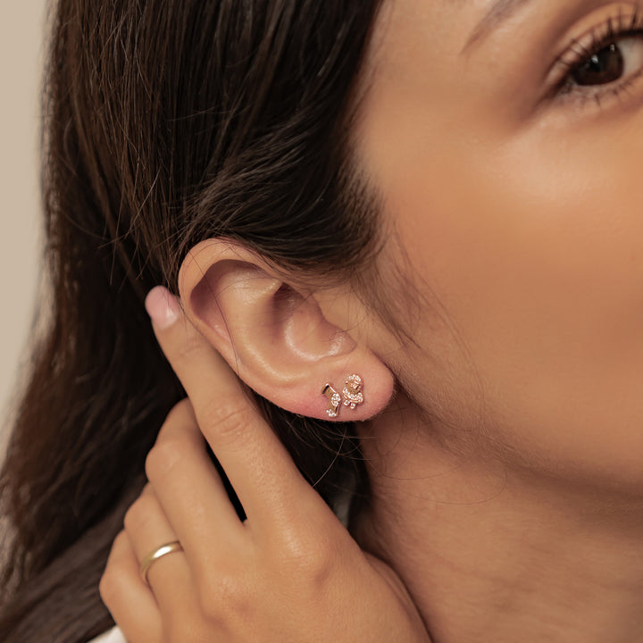 Pendientes Botón Santa y Calcetín Navidad Plata de Ley 925
